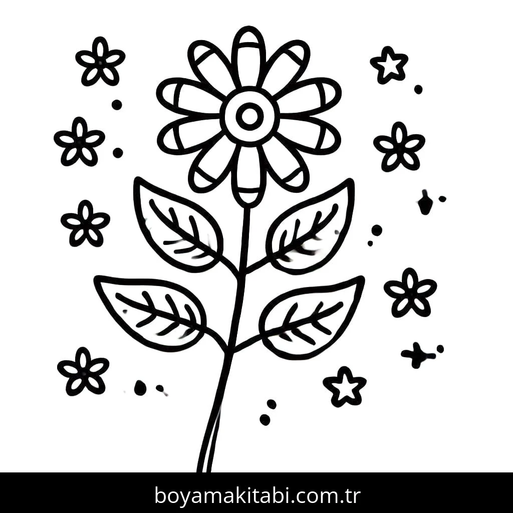 Çiçek boyama sayfası #542 – anaokulu etkinliği, motor becerileri destekler