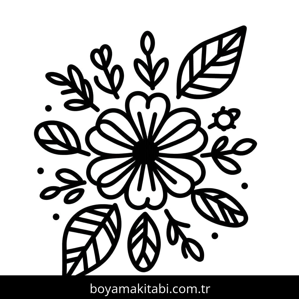 Çiçek boyama sayfası #547 – sınıf etkinliği, kolay indirilebilir
