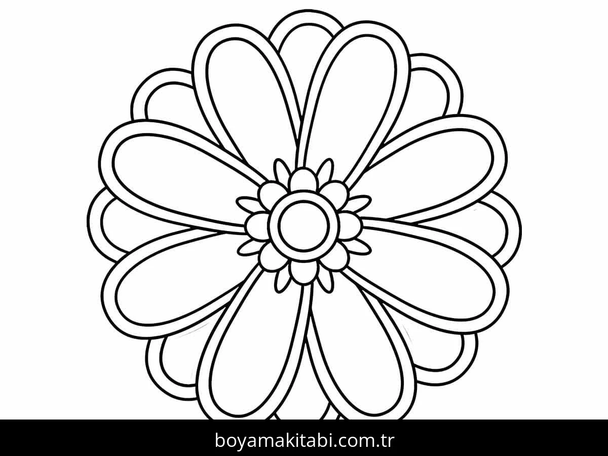 Çiçek boyama sayfası #552 – sabır ve özgüven kazandırır, yaratıcı sanat çalışması