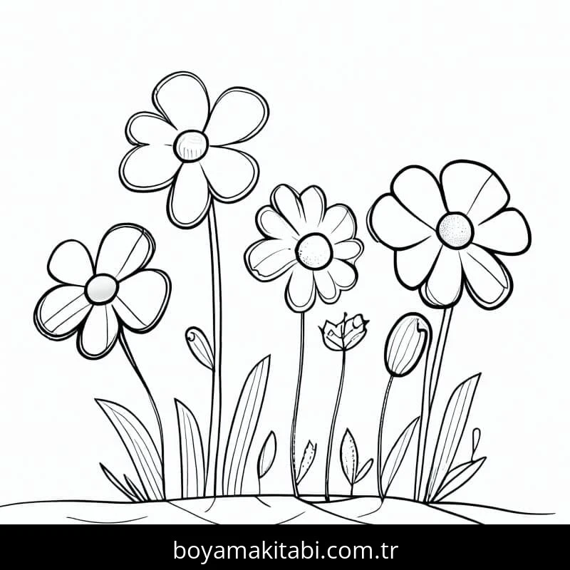 Çiçek boyama sayfası #577 – sanatsal çalışma, aile ile vakit geçirme