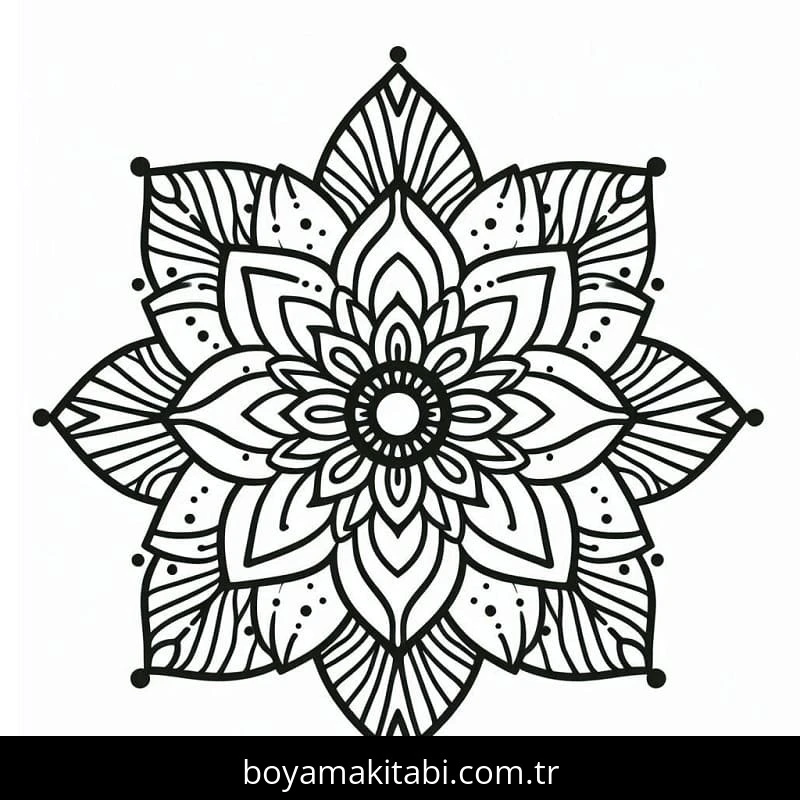 Çiçek Mandala boyama sayfası – sanatsal çalışma, çocuklar için