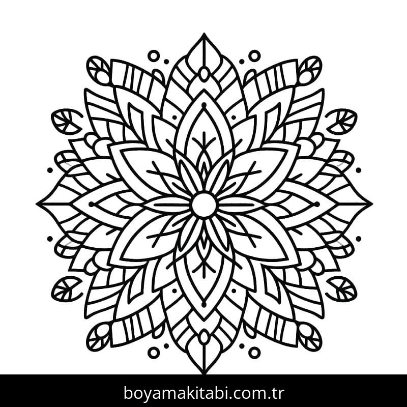 Çiçek Mandala boyama sayfası – basit çizim, kolay boyama