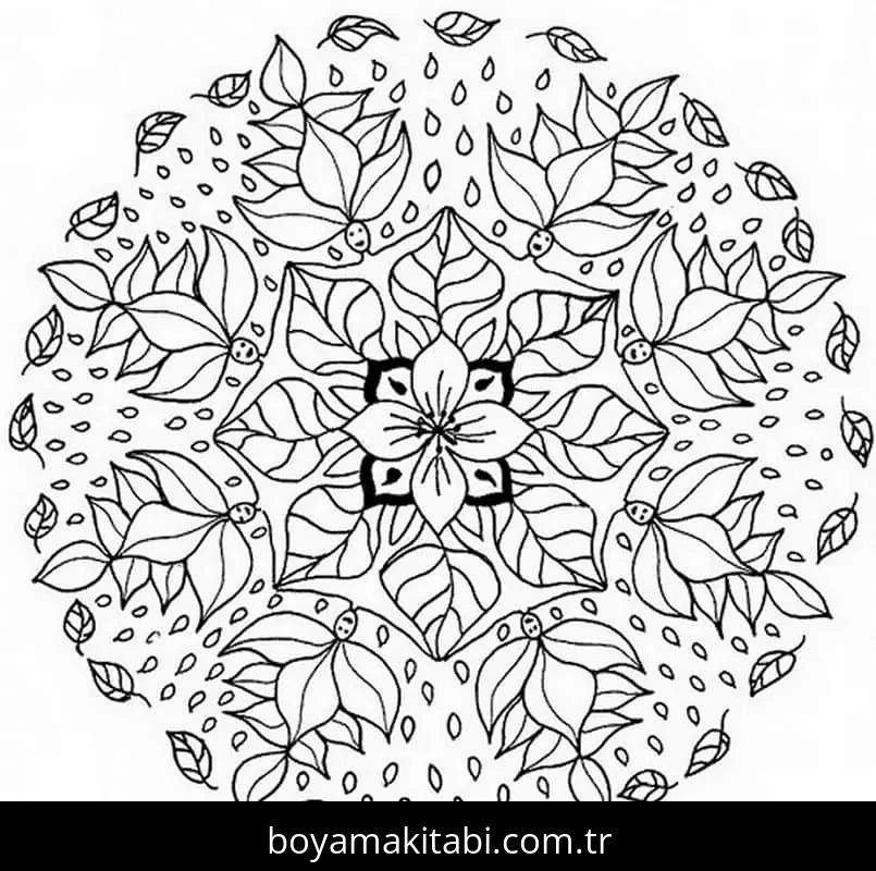 Çiçek Mandala boyama sayfası – boyama çalışması, yaratıcılığı geliştirir