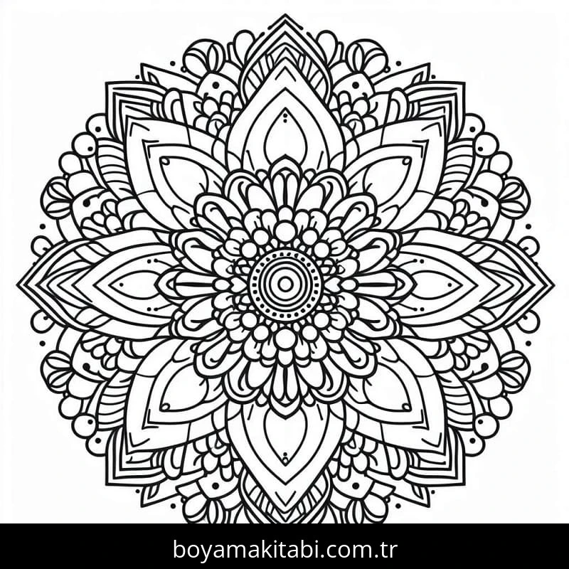 Çiçek Mandala boyama sayfası – kolay boyama, eğitici aktivite
