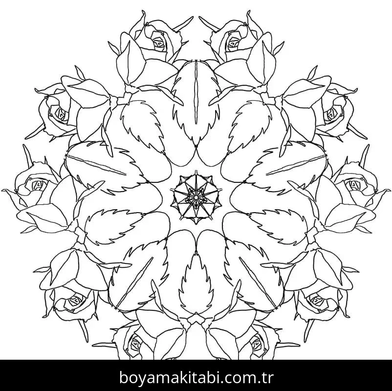 Çiçek Mandala boyama sayfası – eğlenceli etkinlik, el becerilerini geliştirir