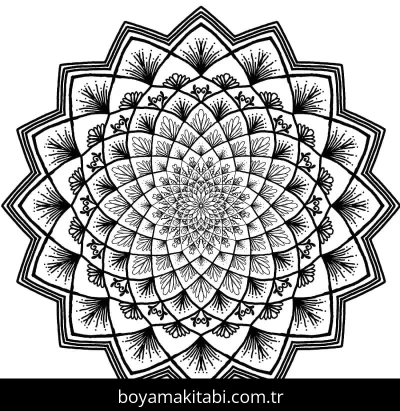 Çiçek Mandala boyama sayfası – keyifli zaman, renkli çizimler