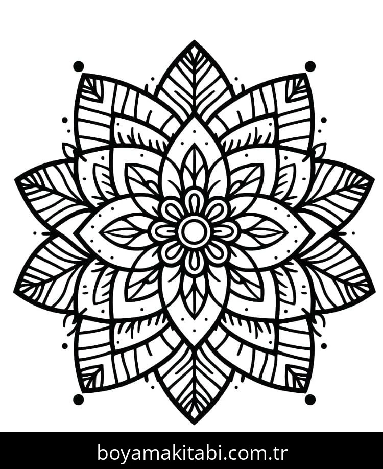 Çiçek Mandala boyama sayfası – çocuk aktivitesi, PDF indir