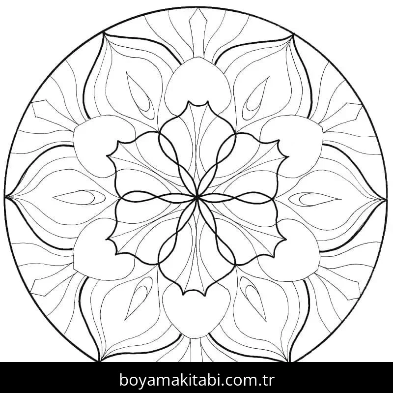 Çiçek Mandala boyama sayfası – basit çizim, kolay boyama