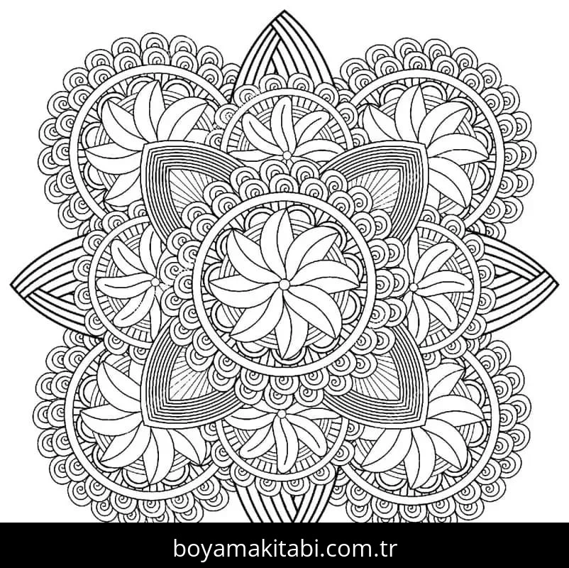 Çiçek Mandala boyama sayfası – renkli çizimler, okul öncesi
