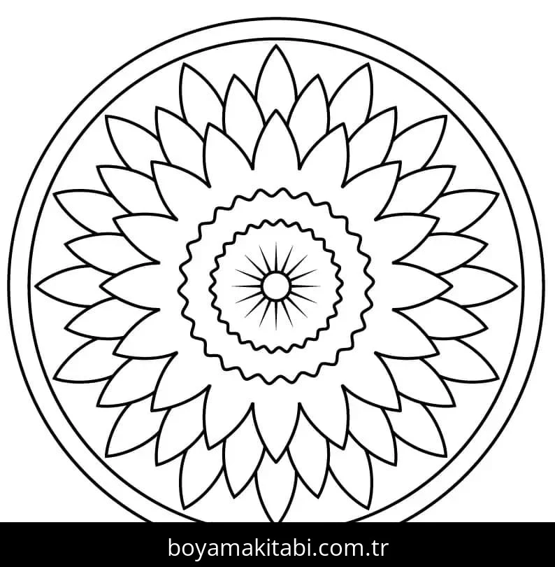 Çiçek Mandala boyama sayfası – PDF indir, sevimli karakter