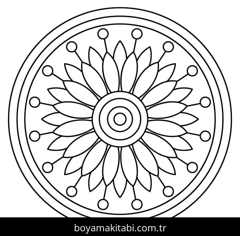 Çiçek Mandala boyama sayfası – yaratıcılığı geliştirir, keyifli zaman