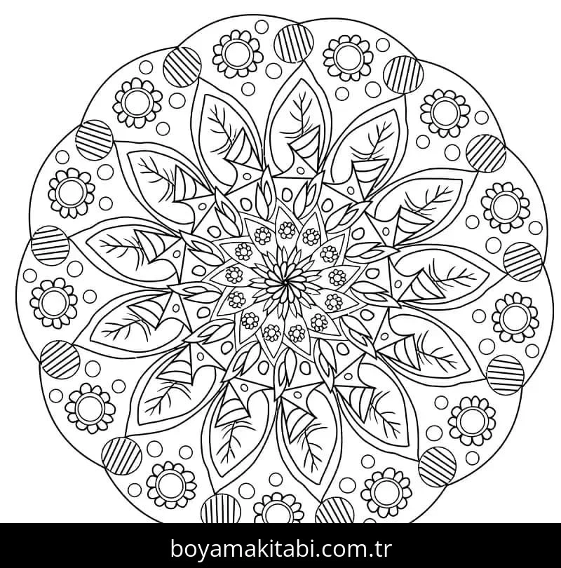 Çiçek Mandala boyama sayfası – okul öncesi, evde etkinlik