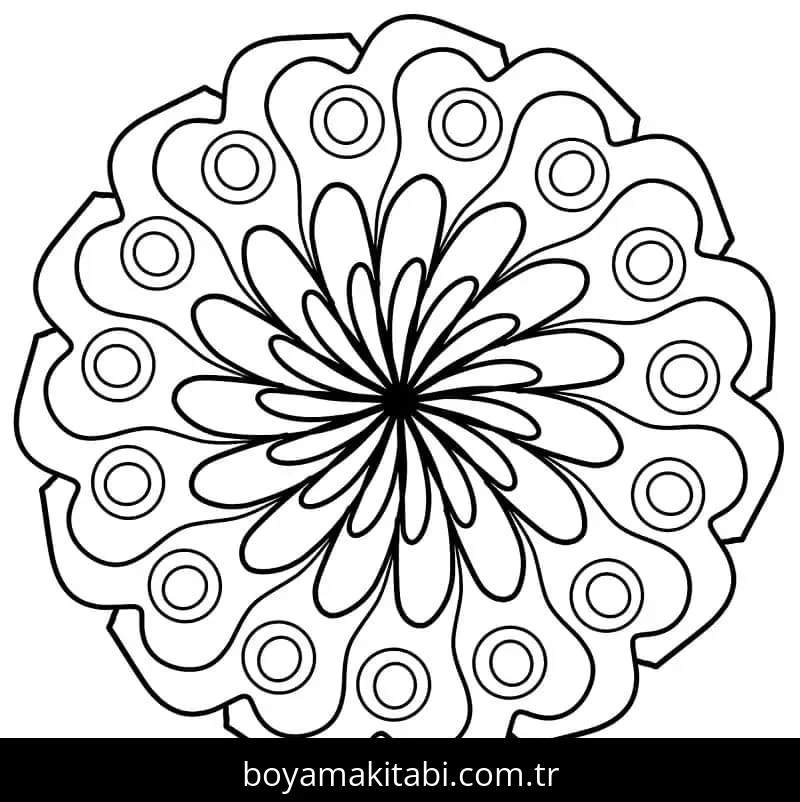 Çiçek Mandala boyama sayfası – sevimli karakter, sanatsal çalışma