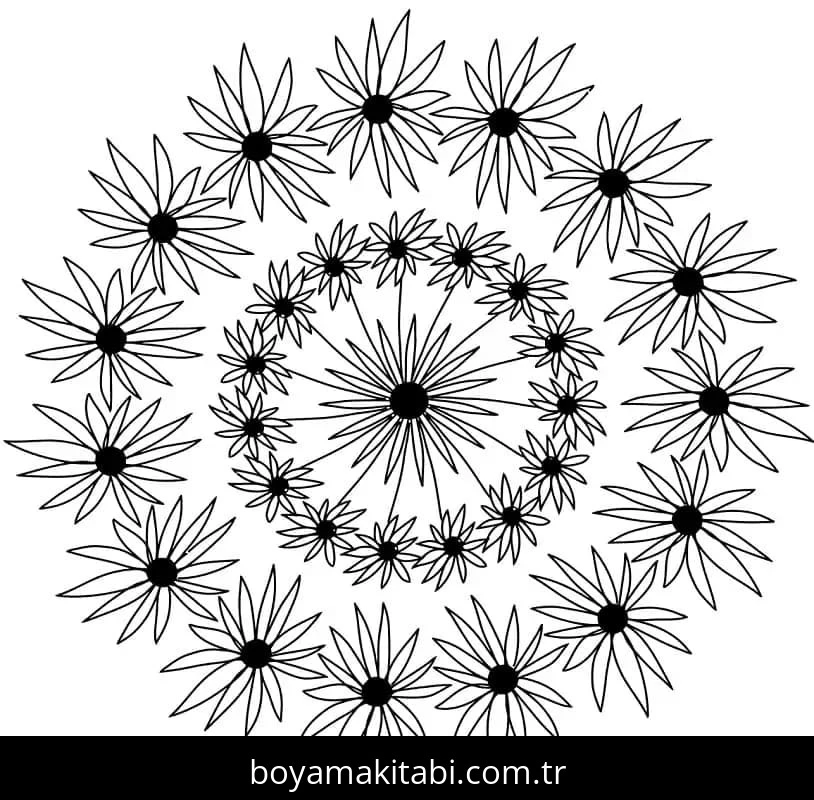 Çiçek Mandala boyama sayfası – eğitici aktivite, yaratıcılık