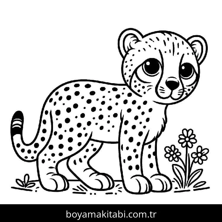 Çita boyama sayfası #57 – sevimli karakter, sanatsal çalışma