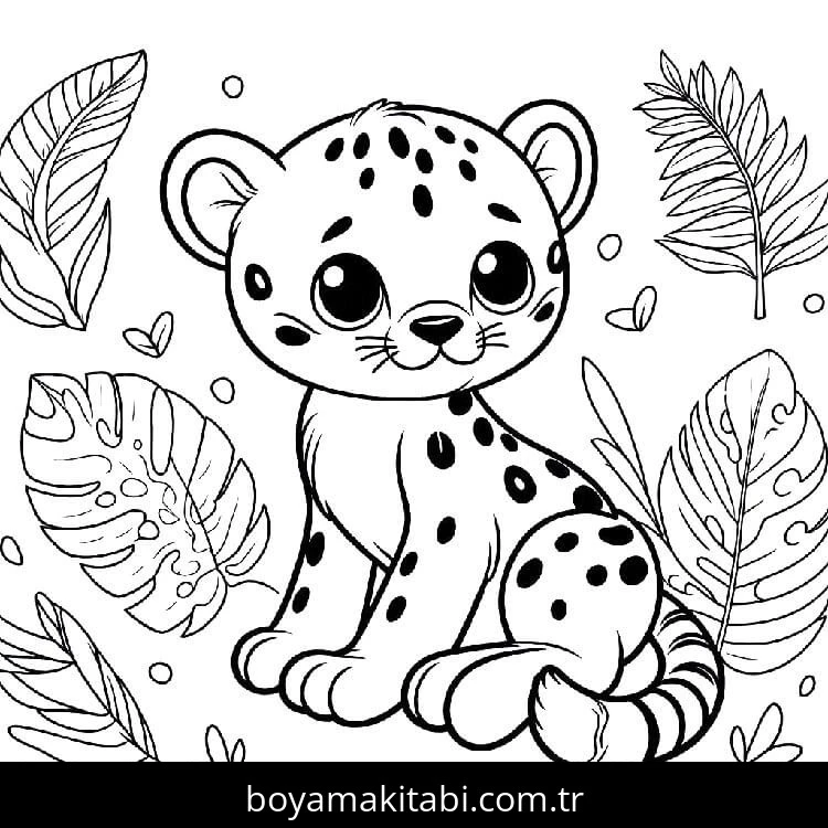 Çita boyama sayfası #71 – aile ile vakit geçirme, renk bilgisini öğretir