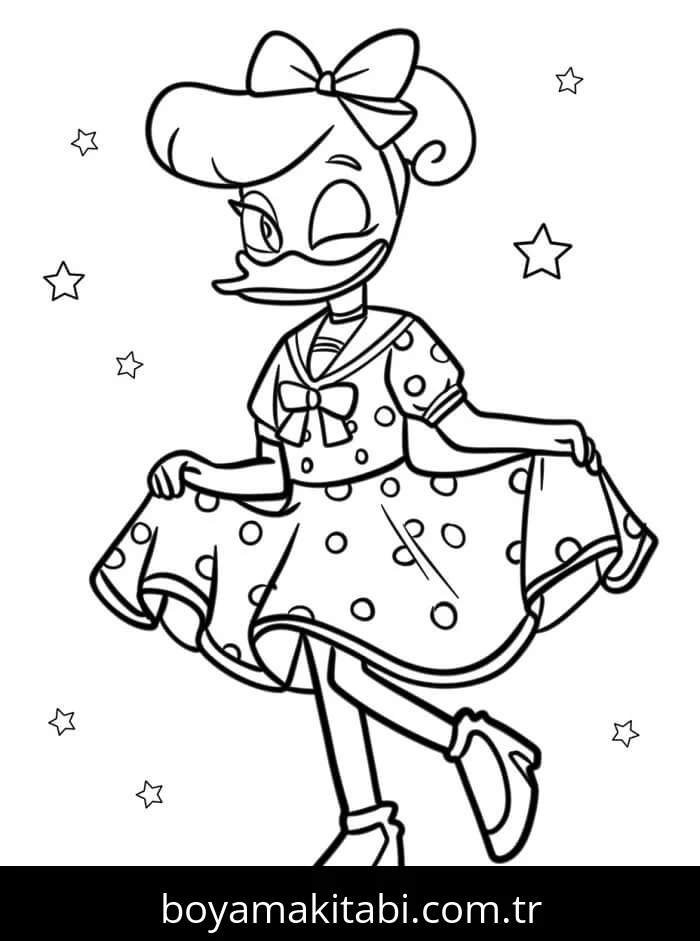 Daisy Duck boyama sayfası #80 – renkli çizimler, dikkat ve odaklanma geliştirir