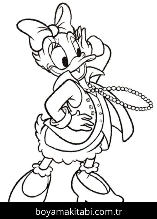 Daisy Duck boyama sayfası #87 – dikkat ve odaklanma geliştirir, A4 baskıya uygun