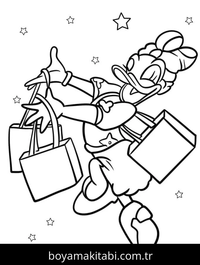 Daisy Duck boyama sayfası #90 – renk bilgisini öğretir, günlük etkinlik önerisi