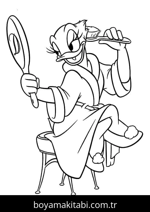 Daisy Duck boyama sayfası #91 – sabır ve özgüven kazandırır, yaratıcı sanat çalışması