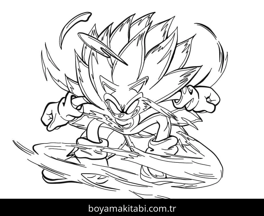 Dark Sonic boyama sayfası – ücretsiz yazdır, boyama etkinliği