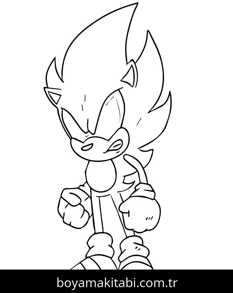 Dark Sonic boyama sayfası – PDF indir, sevimli karakter
