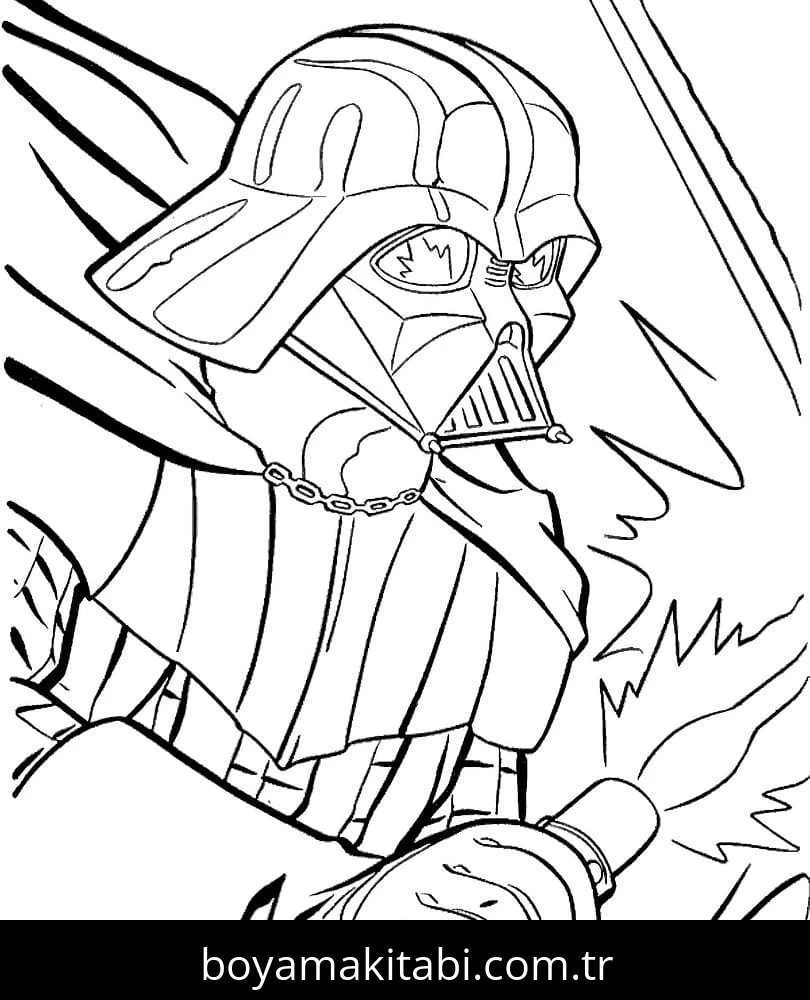 Darth Vader boyama sayfası – sevimli karakter, sanatsal çalışma