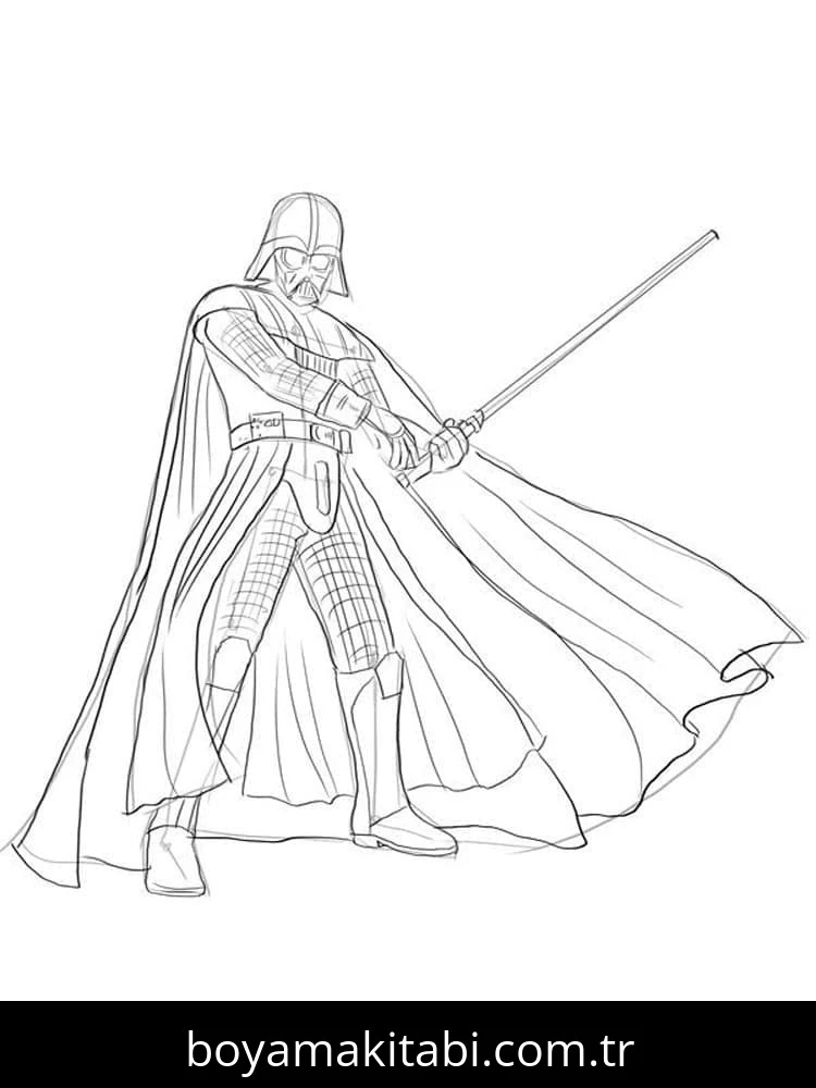 Darth Vader boyama sayfası – çizgi film temalı, basit çizim