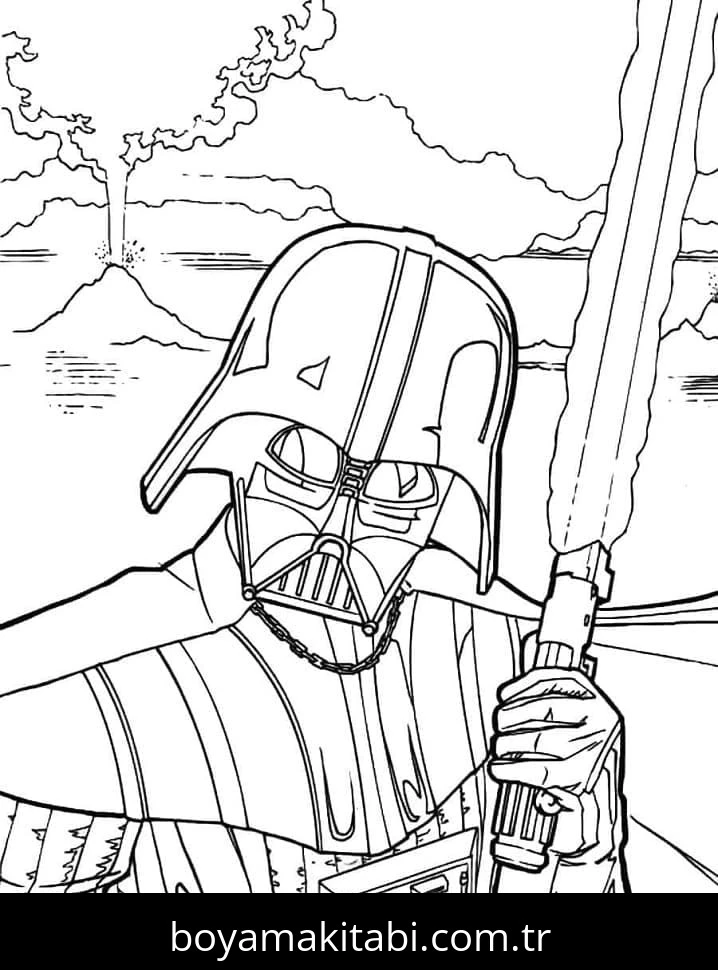 Darth Vader boyama sayfası – basit çizim, kolay boyama