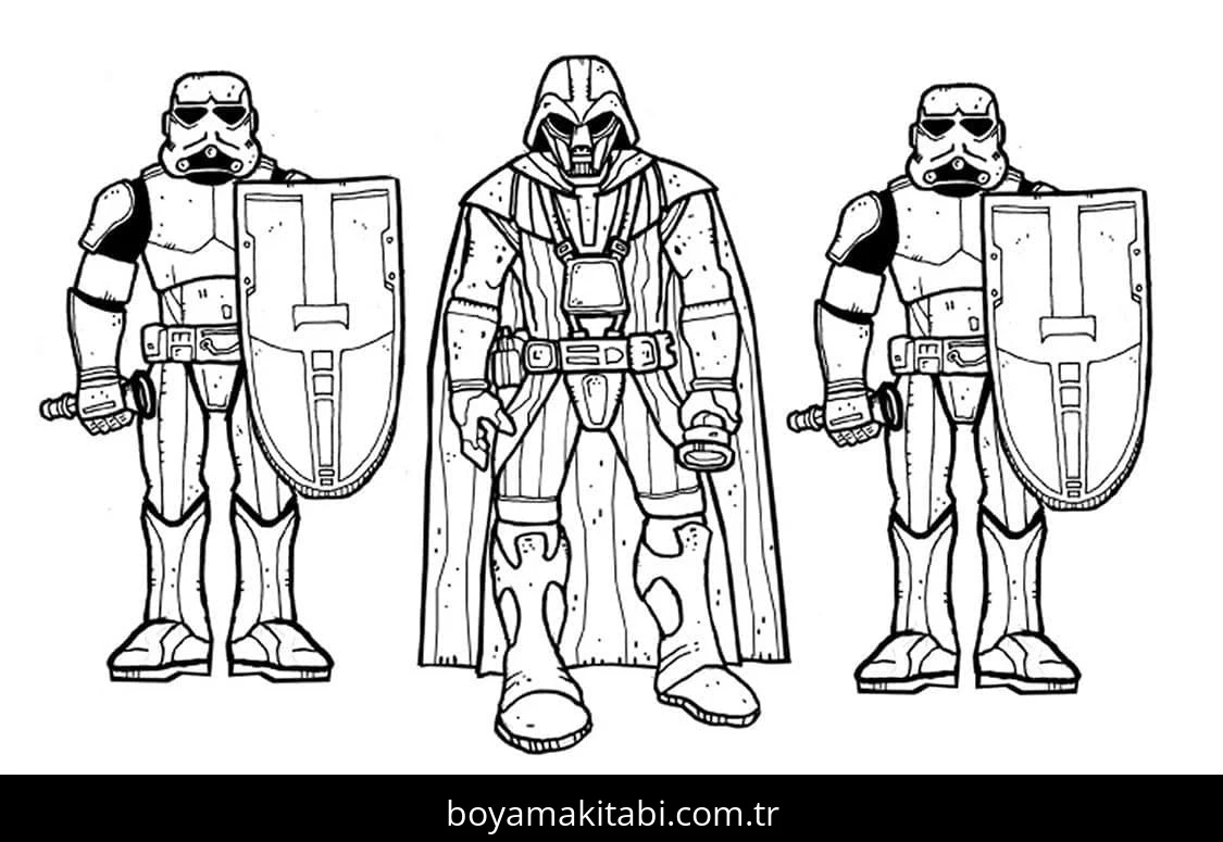 Darth Vader boyama sayfası – PDF indir, sevimli karakter