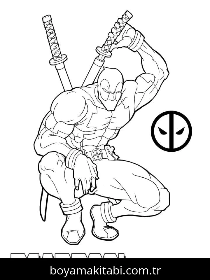 Deadpool boyama sayfası – evde etkinlik, ücretsiz yazdır