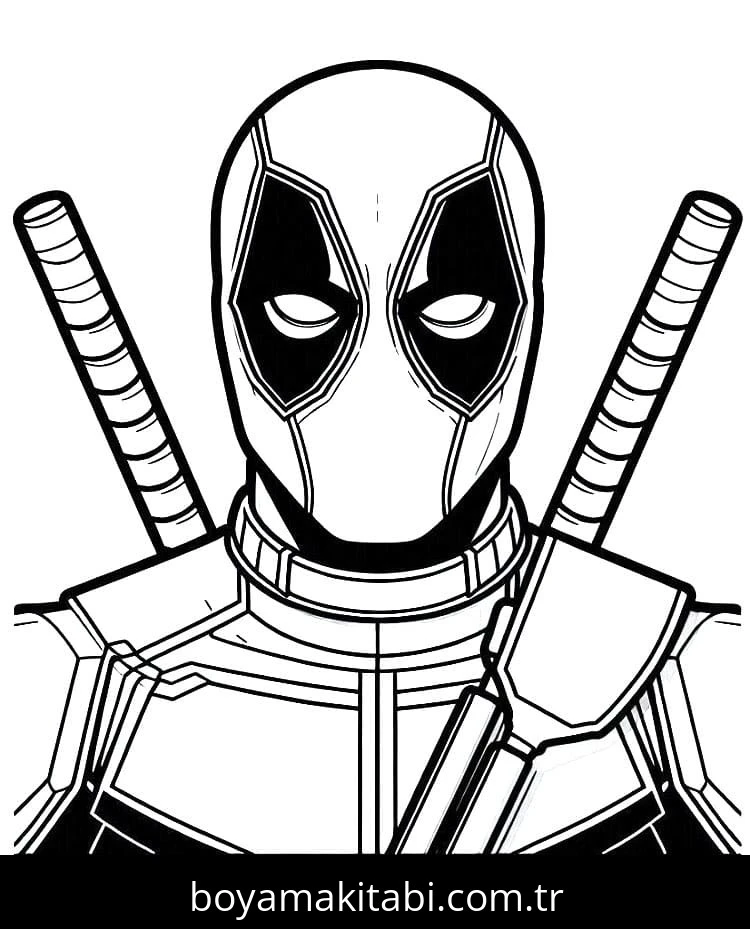 Deadpool boyama sayfası – boyama çalışması, yaratıcılığı geliştirir