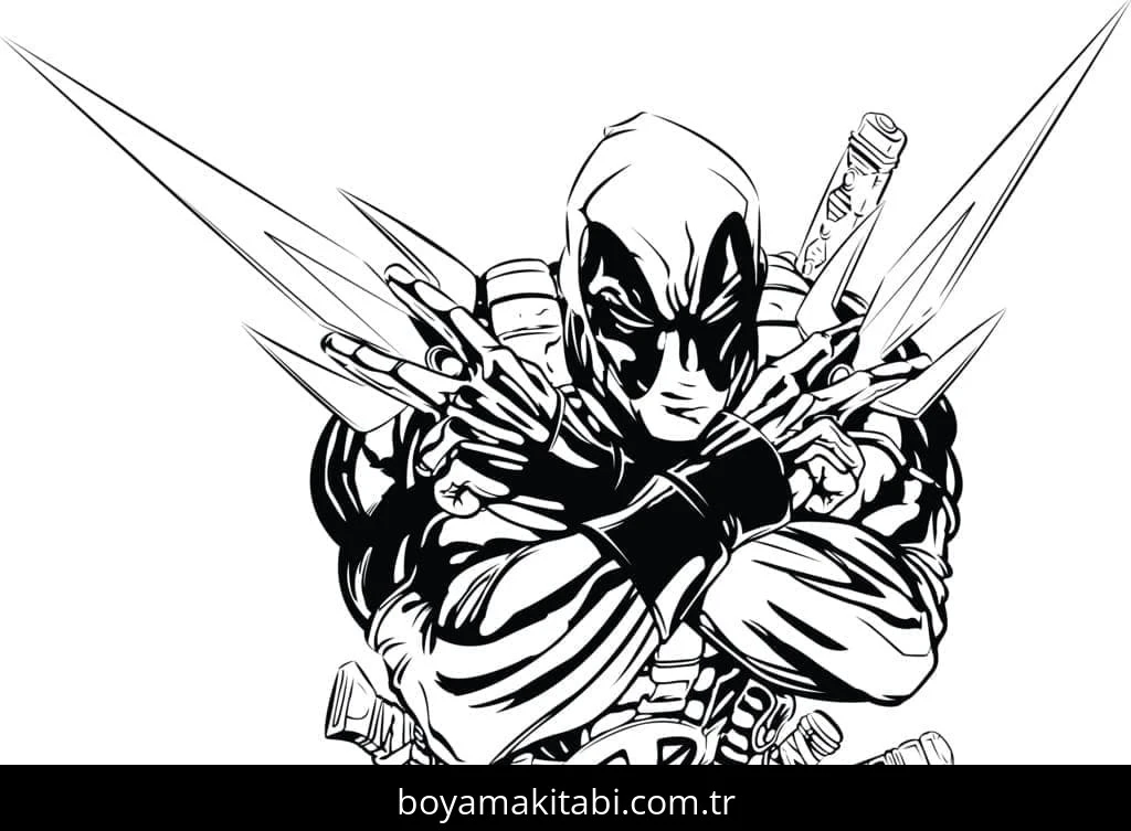 Deadpool boyama sayfası – çocuklar için, çizgi film temalı