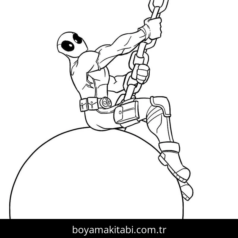 Deadpool boyama sayfası – eğlenceli etkinlik, el becerilerini geliştirir