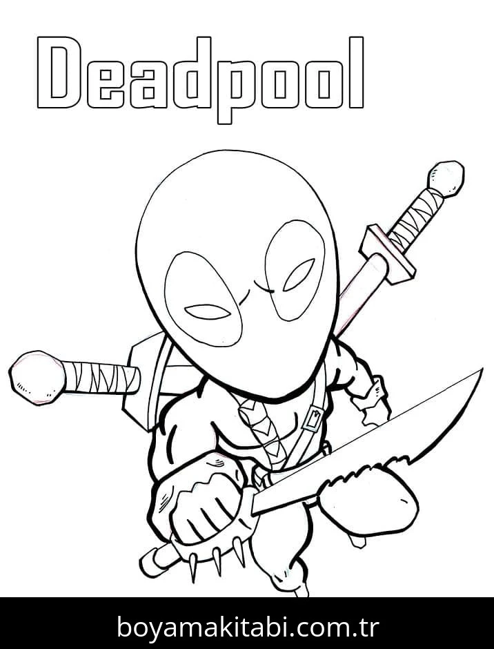 Deadpool boyama sayfası – yaratıcılığı geliştirir, keyifli zaman