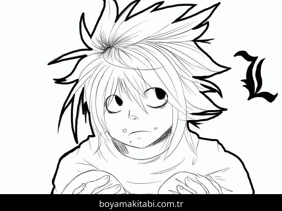 Death Note boyama sayfası – okul öncesi, evde etkinlik