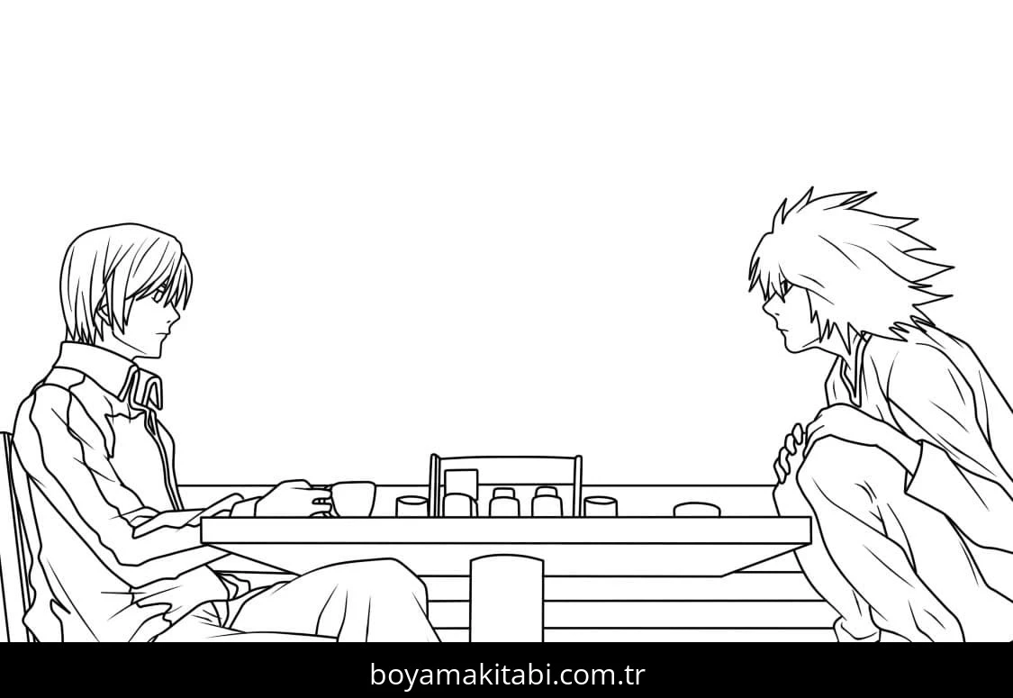 Death Note boyama sayfası – eğitici aktivite, yaratıcılık