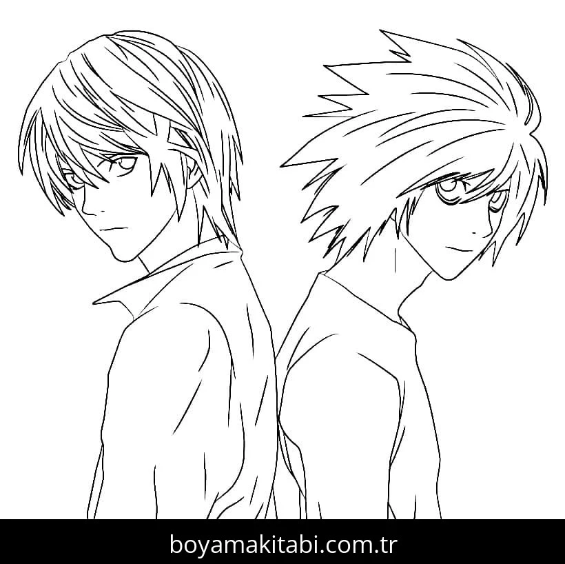 Death Note boyama sayfası – boyama çalışması, yaratıcılığı geliştirir