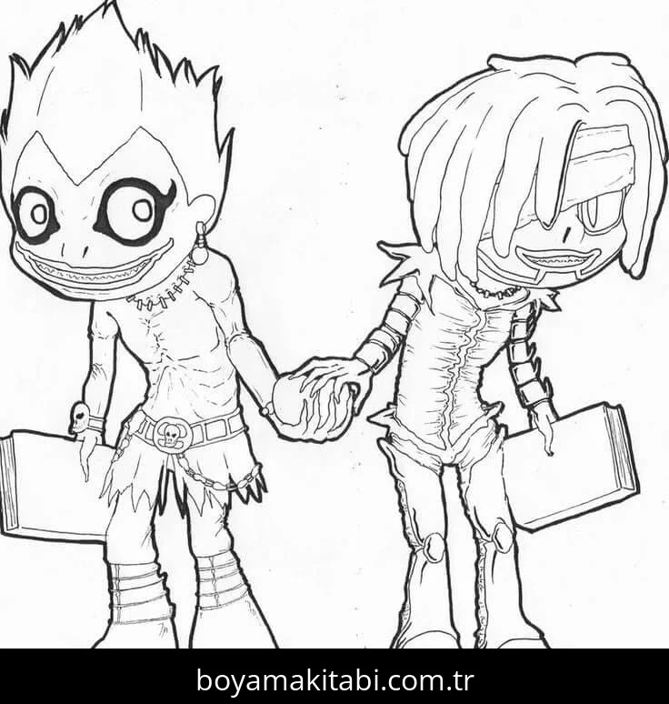 Death Note boyama sayfası – çocuklar için, çizgi film temalı