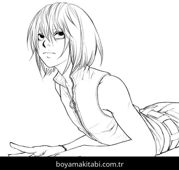 Death Note boyama sayfası – sevimli karakter, sanatsal çalışma