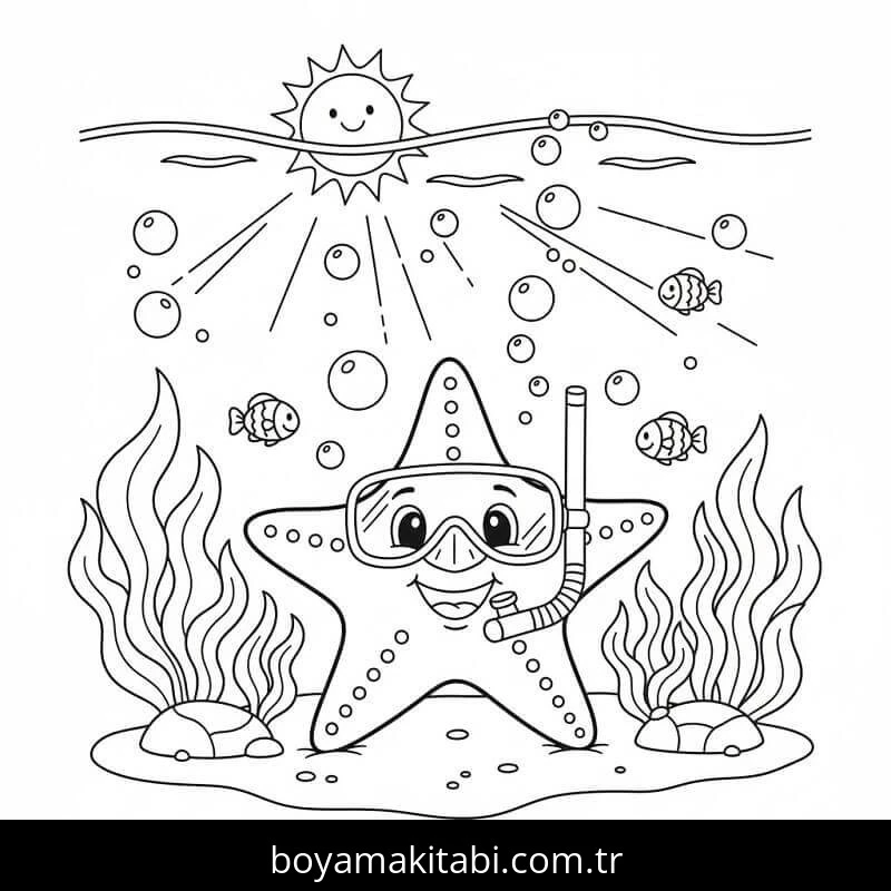 Deniz Yıldızı boyama sayfası – sanatsal çalışma, çocuklar için