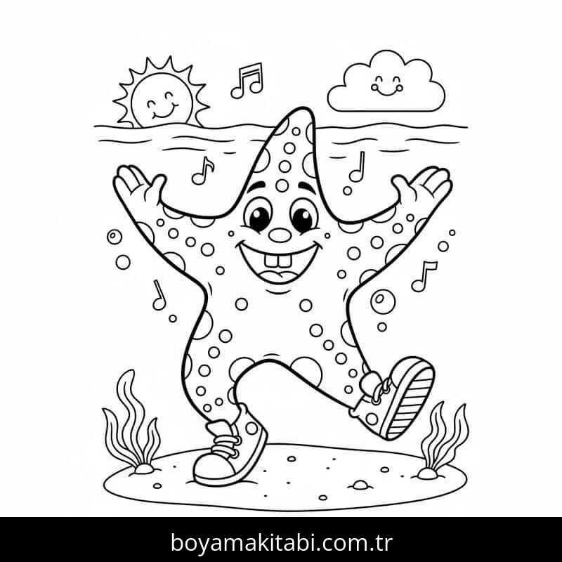 Deniz Yıldızı boyama sayfası – yaratıcılık, eğlenceli etkinlik