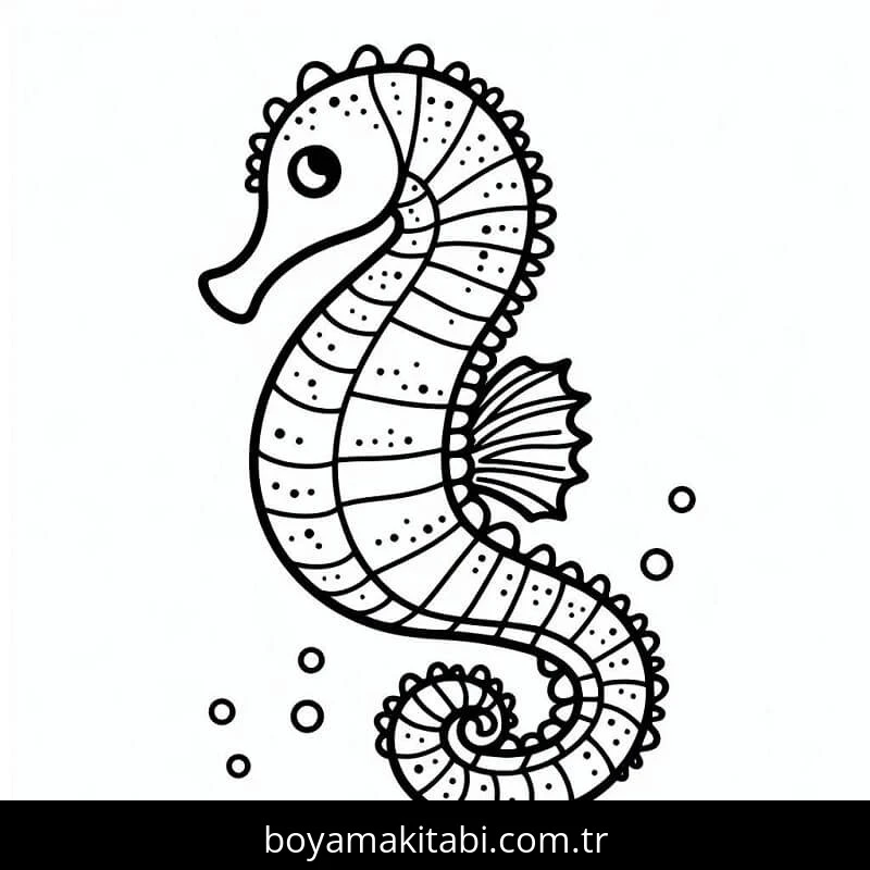 Denizatı boyama sayfası – çizgi film temalı, basit çizim