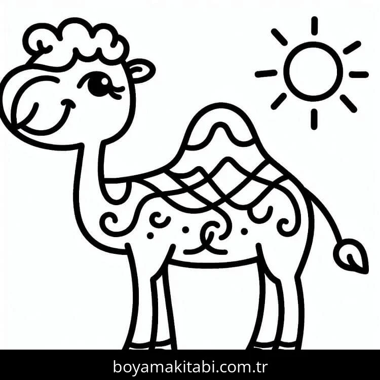 Deve boyama sayfası – çocuk aktivitesi, PDF indir