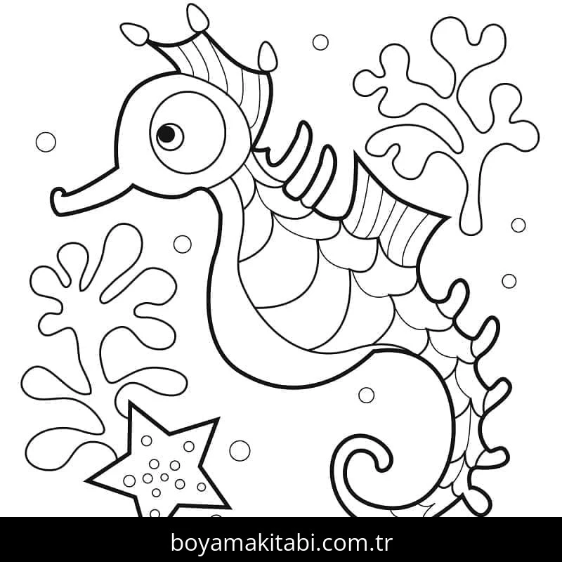 Denizatı boyama sayfası – yaratıcılık, eğlenceli etkinlik