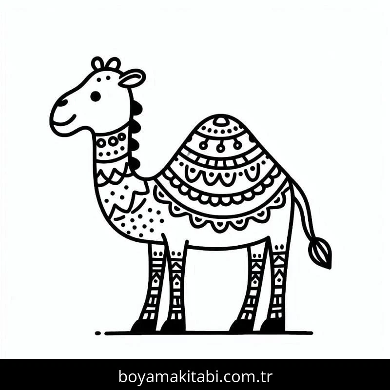 Deve boyama sayfası – boyama etkinliği, çocuk aktivitesi