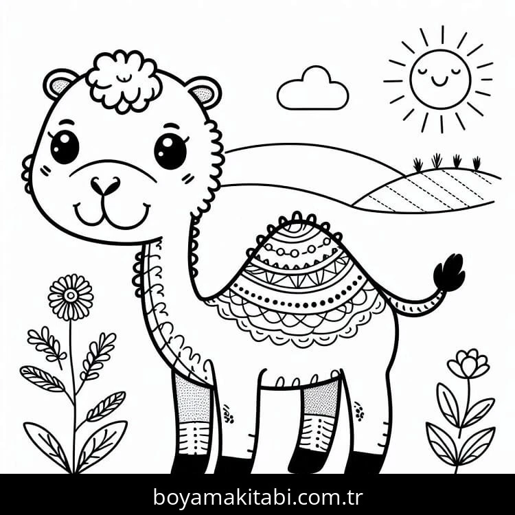 Deve boyama sayfası – yaratıcılık, eğlenceli etkinlik