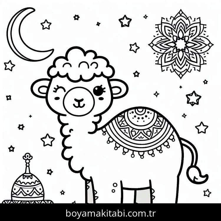 Deve boyama sayfası – sanatsal çalışma, çocuklar için