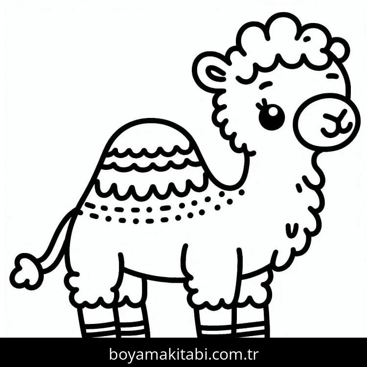 Deve boyama sayfası – basit çizim, kolay boyama