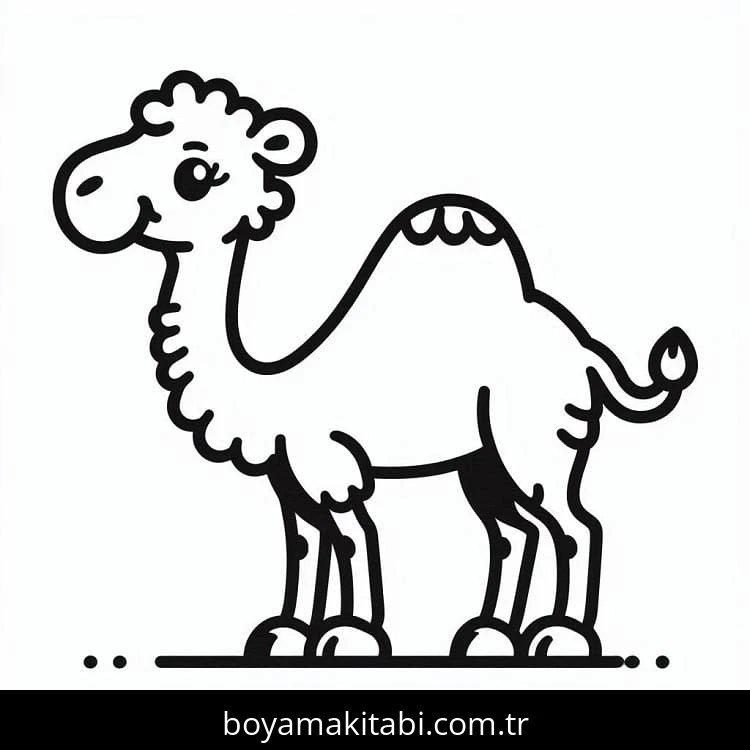 Deve boyama sayfası – renkli çizimler, okul öncesi